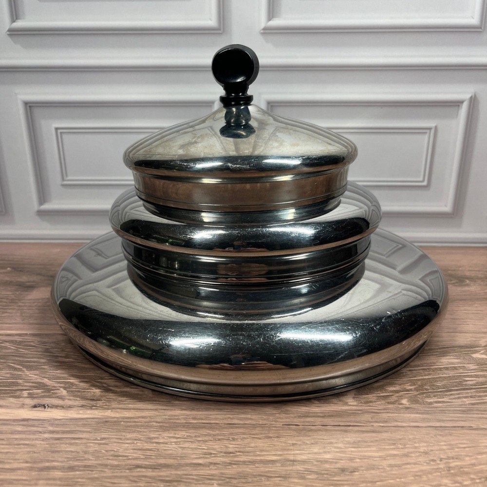 Farberware Replacement Lids Only Set of 3 Silver Stainless Steel Bakelite Knobs